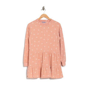 Velvet Torch Women's French Terry Tiered Mini Dress Dusty Rose Pink Size Small